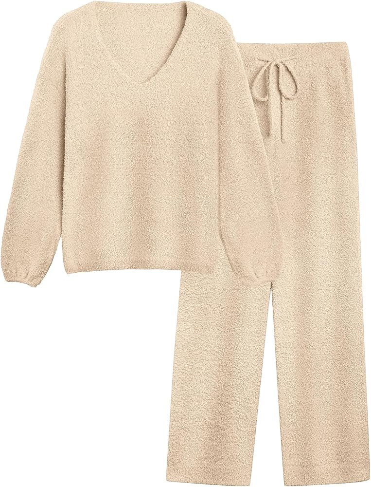 Womens Two Piece Outfits Sweater Sets Fuzzy Fleece Loungewear Matching Lounge Set Fall Winter Tre... | Amazon (US)