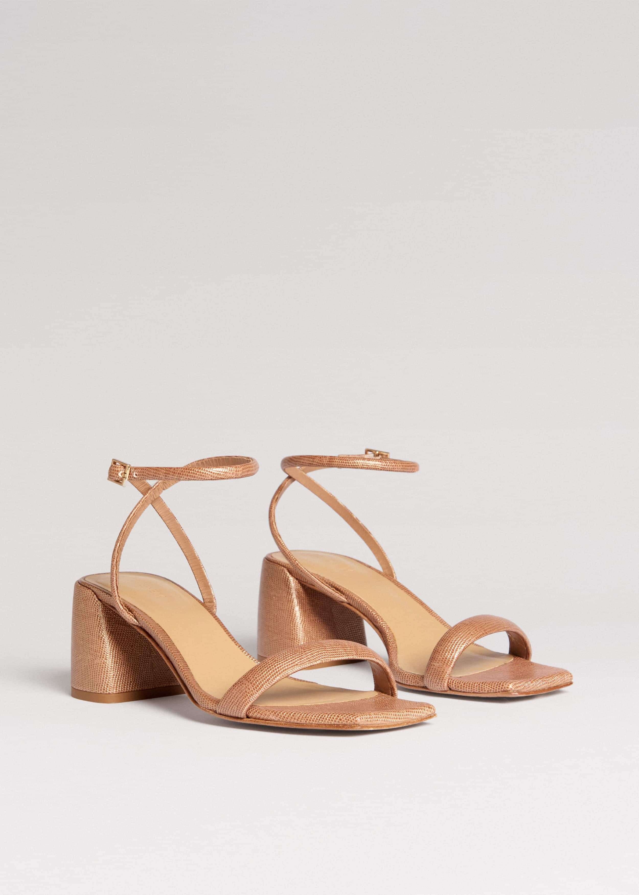 Women's Brown Lizard Print Feature Heel Sandal | ME+EM | ME+EM Global (Excluding US)