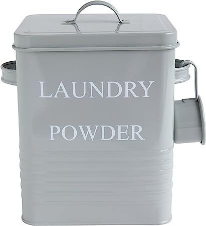 Bloomingville Metal Laundry Powder Bin With Lid And Scoop, Grey | Amazon (US)