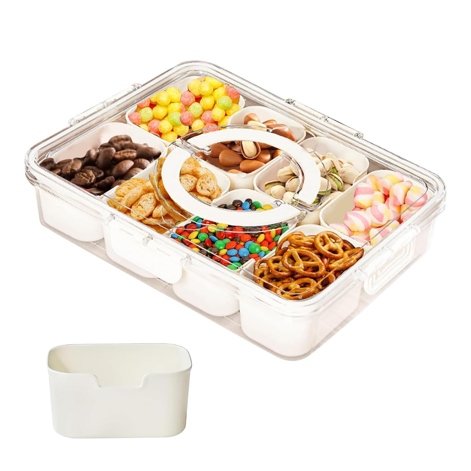 Snack Tray with Lid and Handle, 8 Compartment Divided Serving Tray Portable Food Snack Container ... | Amazon (UK)
