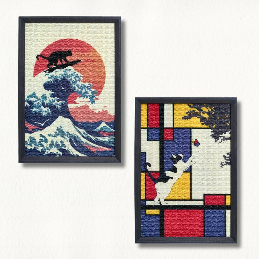 Modern Art Cat Scratcher 2-Pack – Wall Mounted Vertical Cat Scratch Pads with Durable Sisal, In... | Amazon (US)