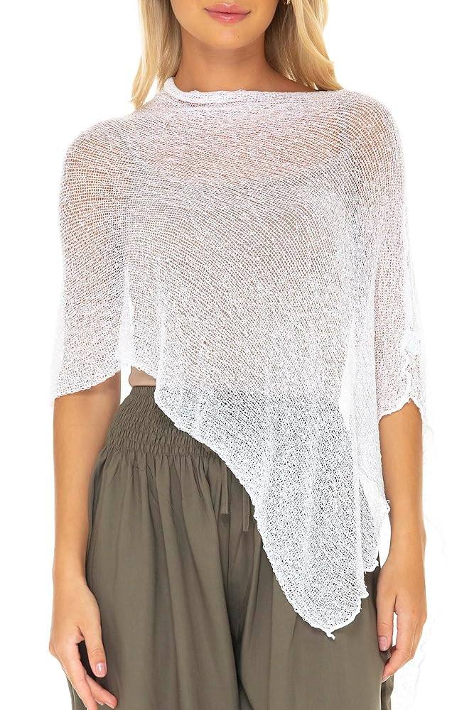 SHU-SHI Womens Sheer Knit Poncho Shrug Lightweight Cover Up One Size Fits Most | Amazon (US)