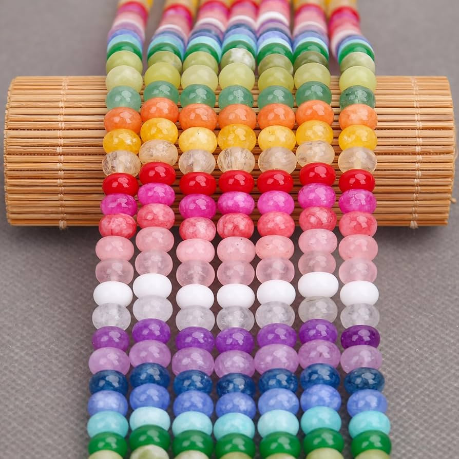BONNY BOXX 1 Strand Natural 5 * 8mm Mulitcolor Rondelle Beads, Natural Abacus Disk Stone Beads Lo... | Amazon (US)