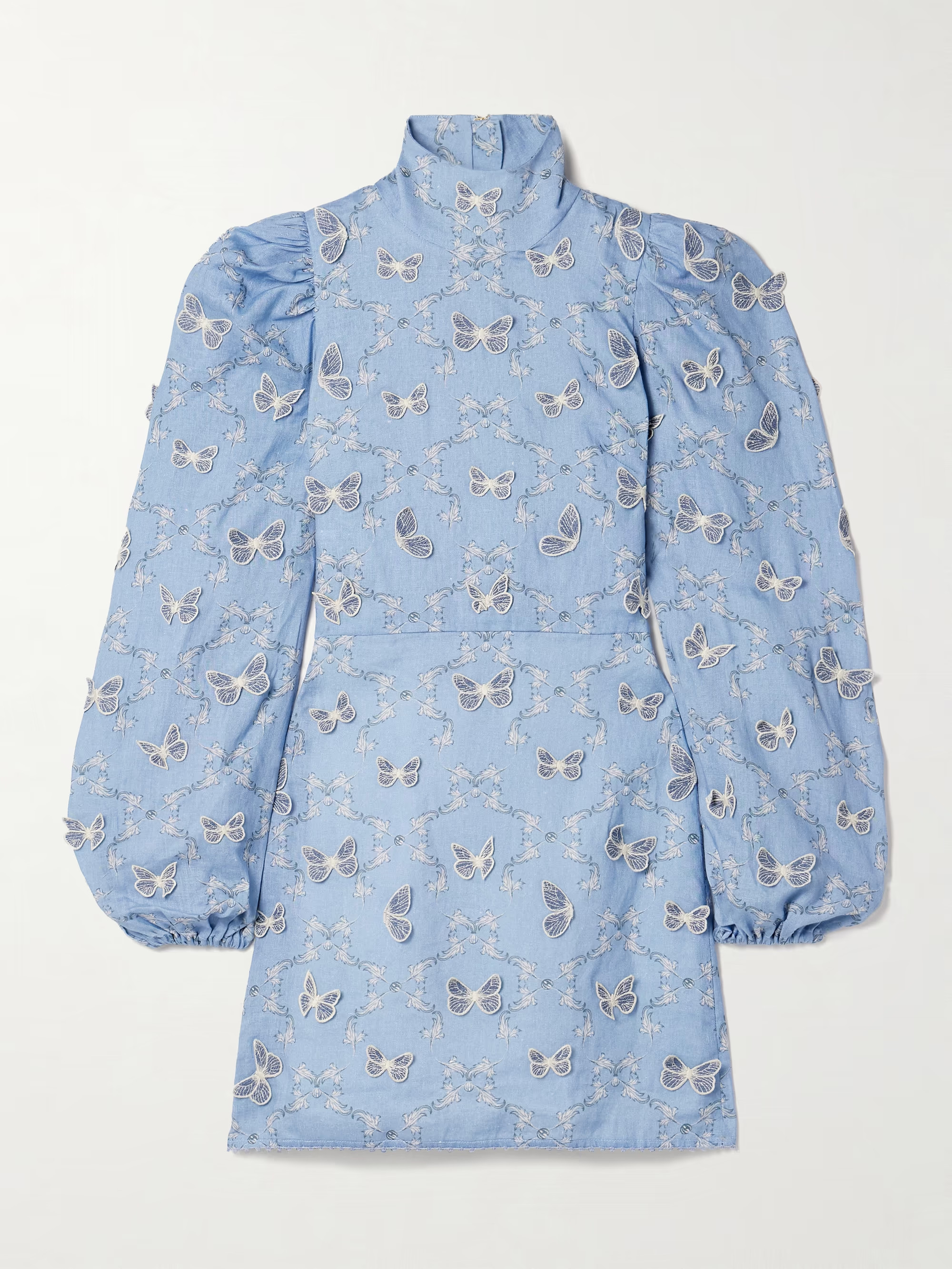 Guaba Lymanopoda appliquéd printed linen turtleneck mini dress | NET-A-PORTER (US)