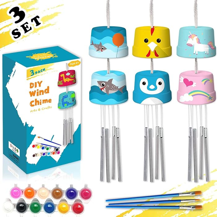 3-Pack DIY Wind Chime Kits, Arts and Crafts for Boys Girls, Kids Crafts     Ages 4-8 8-12 6-8 5-7... | Amazon (US)