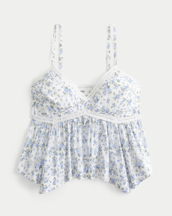 Easy Lace Trim Babydoll Top | Hollister (US)