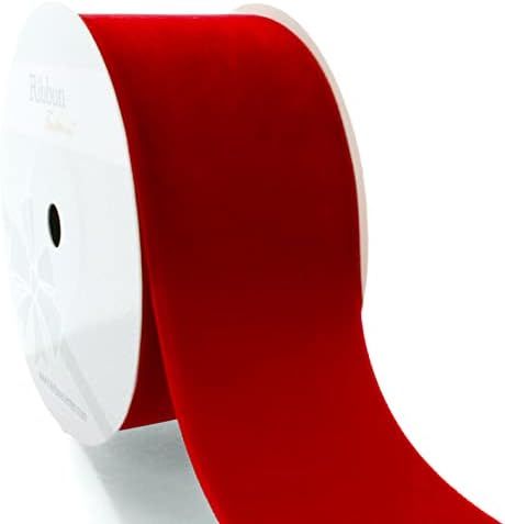 HBC 2" Velvet Ribbon 250 Red - 5 Yards | Amazon (US)