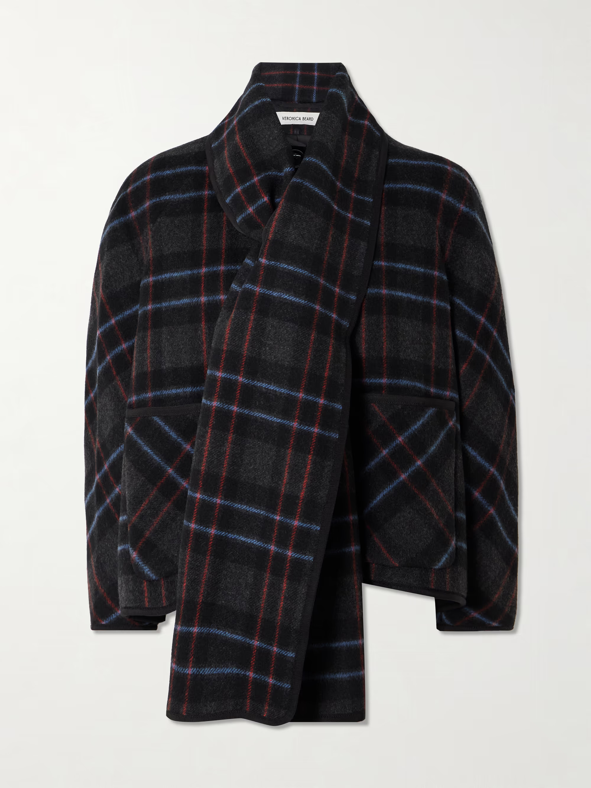 Martine scarf-detailed checked wool-blend jacket | NET-A-PORTER (US)