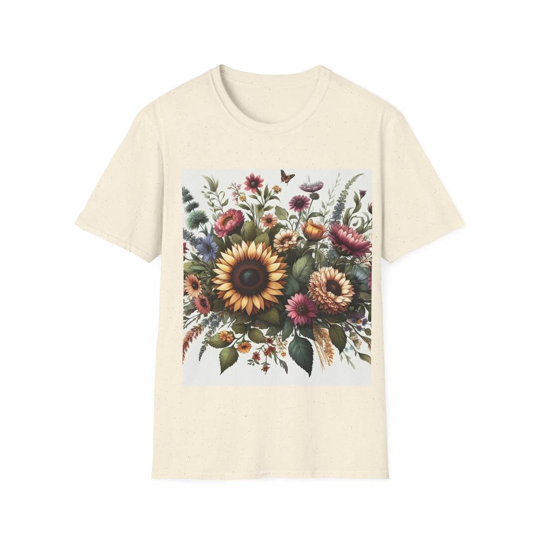 Floral Print, With Wild, Flowers And, Sun,flowers,unisex, Softstyle, T-shirt - Etsy | Etsy (US)