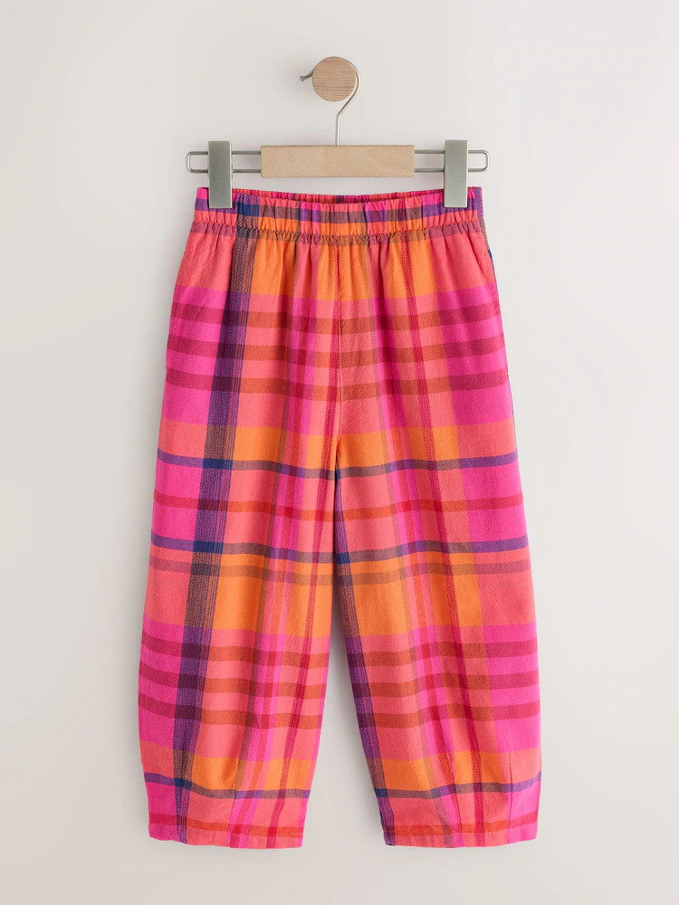 Pink/Orange Check Pullon Barrel Trousers (3-16yrs) | Next US