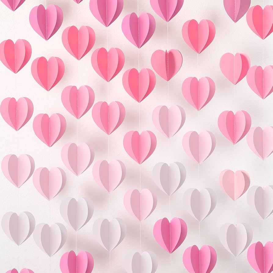 Epakh 12 Pcs Valentines 3D Heart Garland Banners 57ft Hanging Paper Heart Streamers Valentines Wa... | Amazon (US)