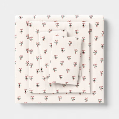 Queen Christmas Holiday Cotton Sateen Sheet Set Candy Canes - Wondershop™ | Target