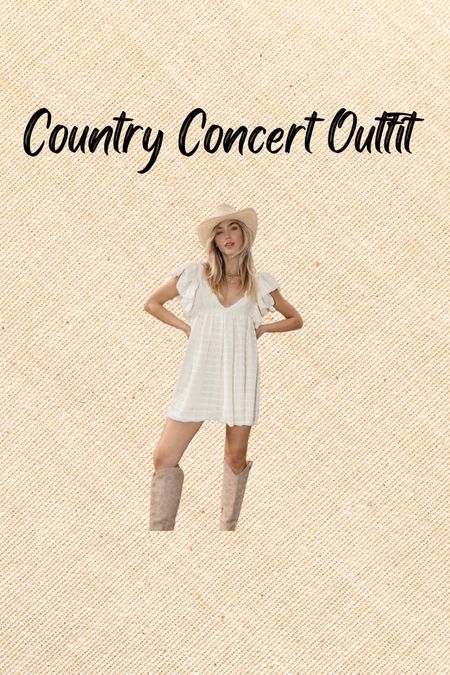 Country concert outfit 
Nashville outfit 
White dress 

#LTKfindsunder100 #LTKFestival #LTKwedding