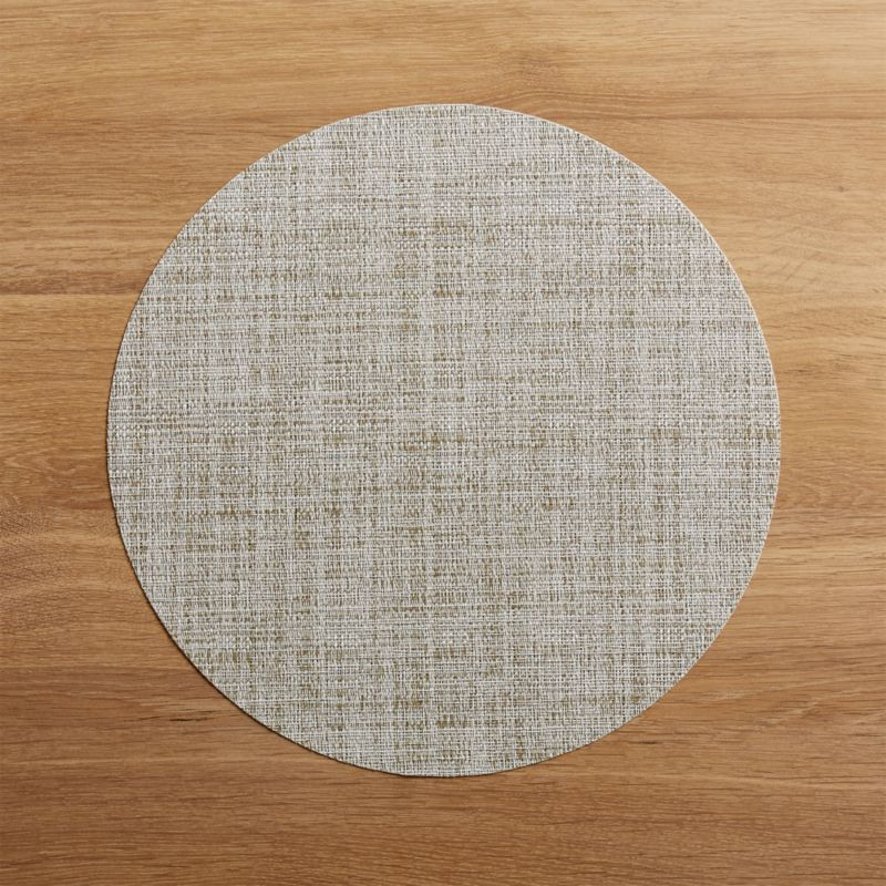 Chilewich Round Crepe Neutral Vinyl Placemat. 15" dia. | Crate & Barrel