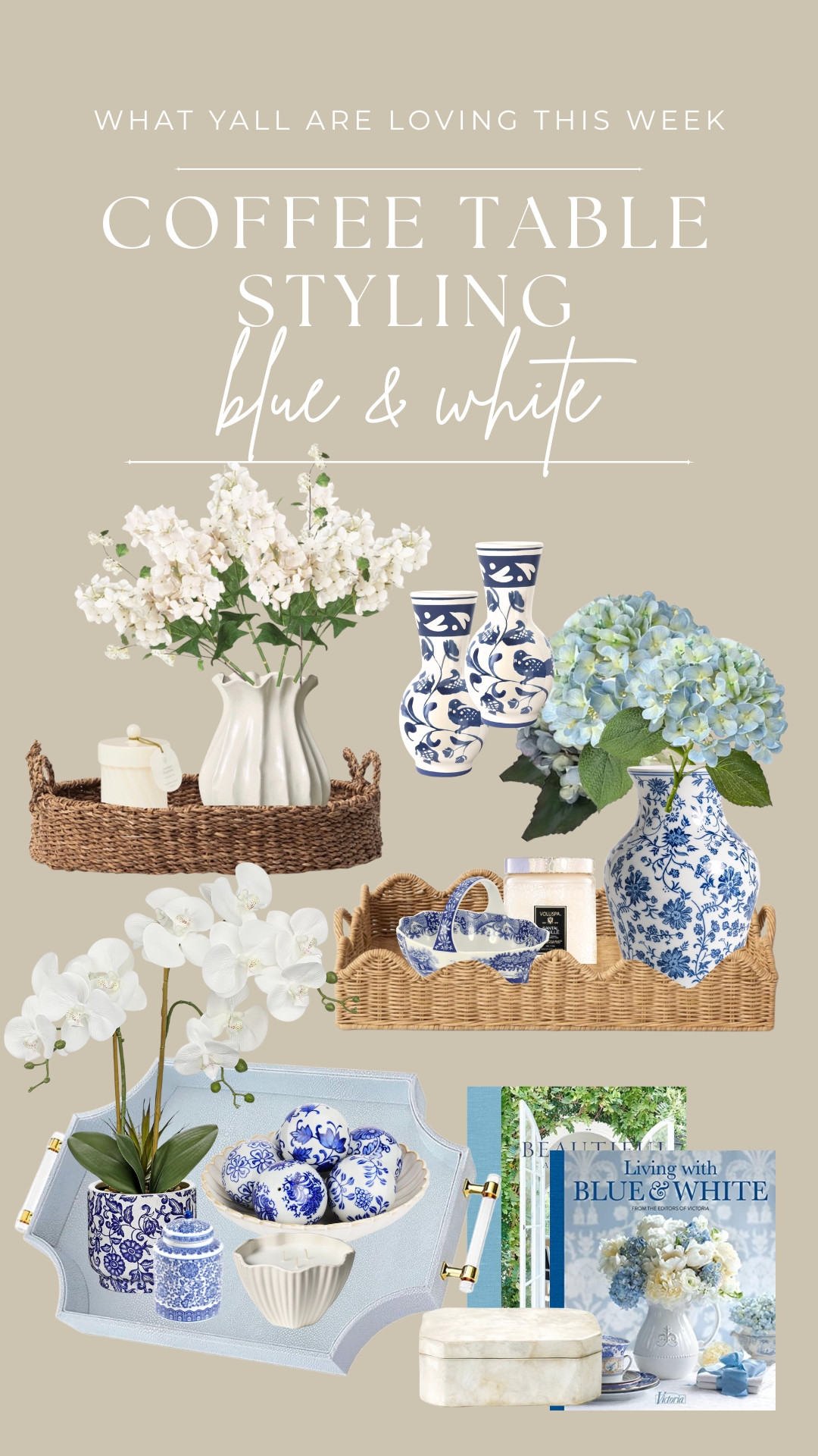 Let me tell you-this coffee table setup is everything. Blue and white is my forever obsession, and layering it like this? Chef’s kiss. Grab a wicker tray, stack a couple of your favorite coffee table books, tuck in a vase (fresh flowers or faux, I don’t judge), and finish with a candle or two—instant cozy vibes. It’s chic, it’s effortless, it’s the kind of setup that makes people actually stop and look. 🫶

• • Coffee table styling, blue and white decor, wicker trays, vases, coffee table books, candles, spring living room refresh, neutral home, faux florals, centerpiece styling, cozy home vibes

#LTKHome