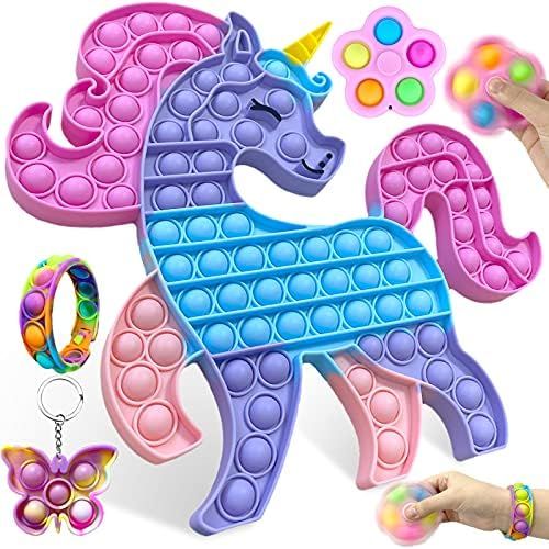 4PCS Big Size Pop Toy Pack, Jumbo Fidget Pop Cheap Huge Push Bubble Sensory Fidget Pop Toy for Girls | Amazon (US)