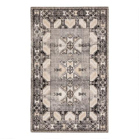 Gray and Beige Geometric Merit Indoor Outdoor Rug | World Market