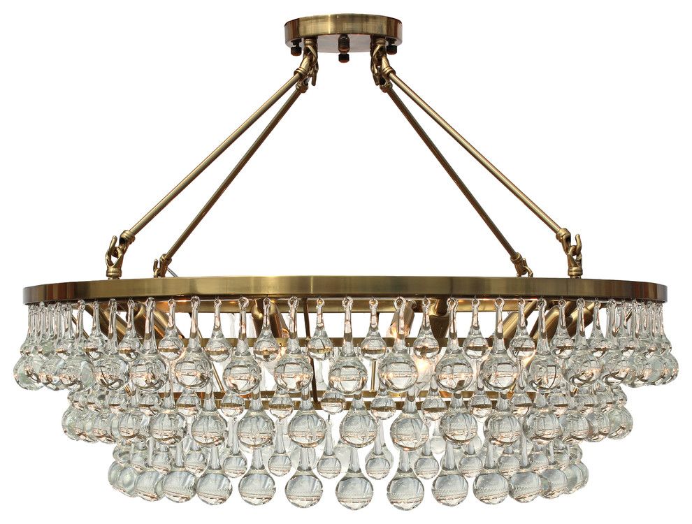 Lightupmyhome Celeste Flush Mount Glass Drop Crystal Chandelier, Brass, 32" - Contemporary - Chan... | Houzz (App)