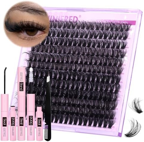 Lash Extension Kit Lash Clusters Thick Individual Lashes 10-16mm Eyelashes Extension Kit 50D Wisp... | Amazon (US)
