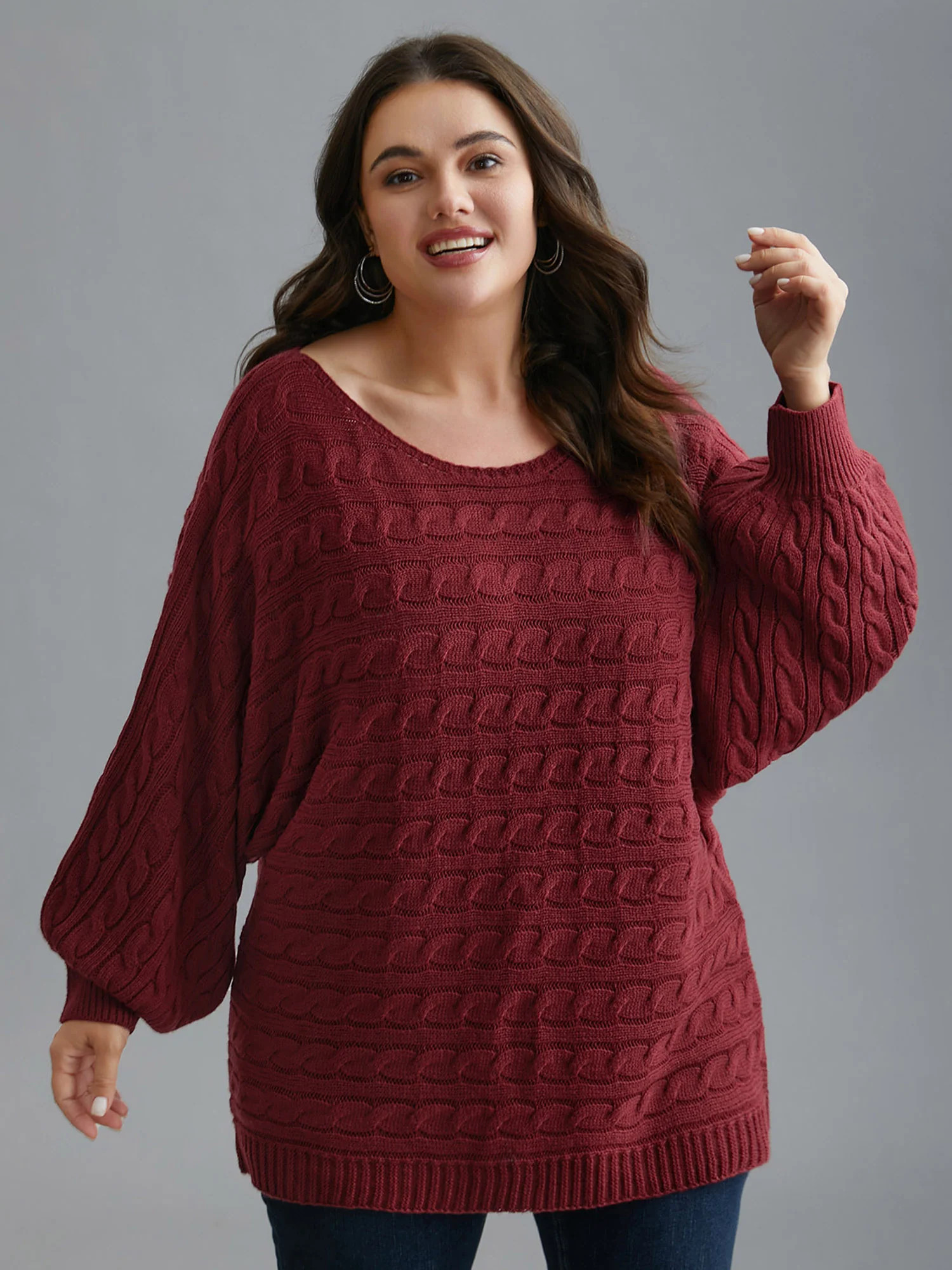 Cable Knit Dolman Sleeve Pullover | Bloomchic