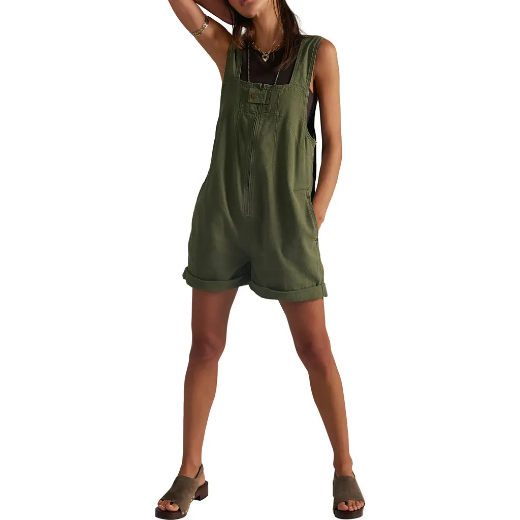 Free People Jude Cotton Shortalls in Verdant at Nordstrom, Size Medium | Nordstrom