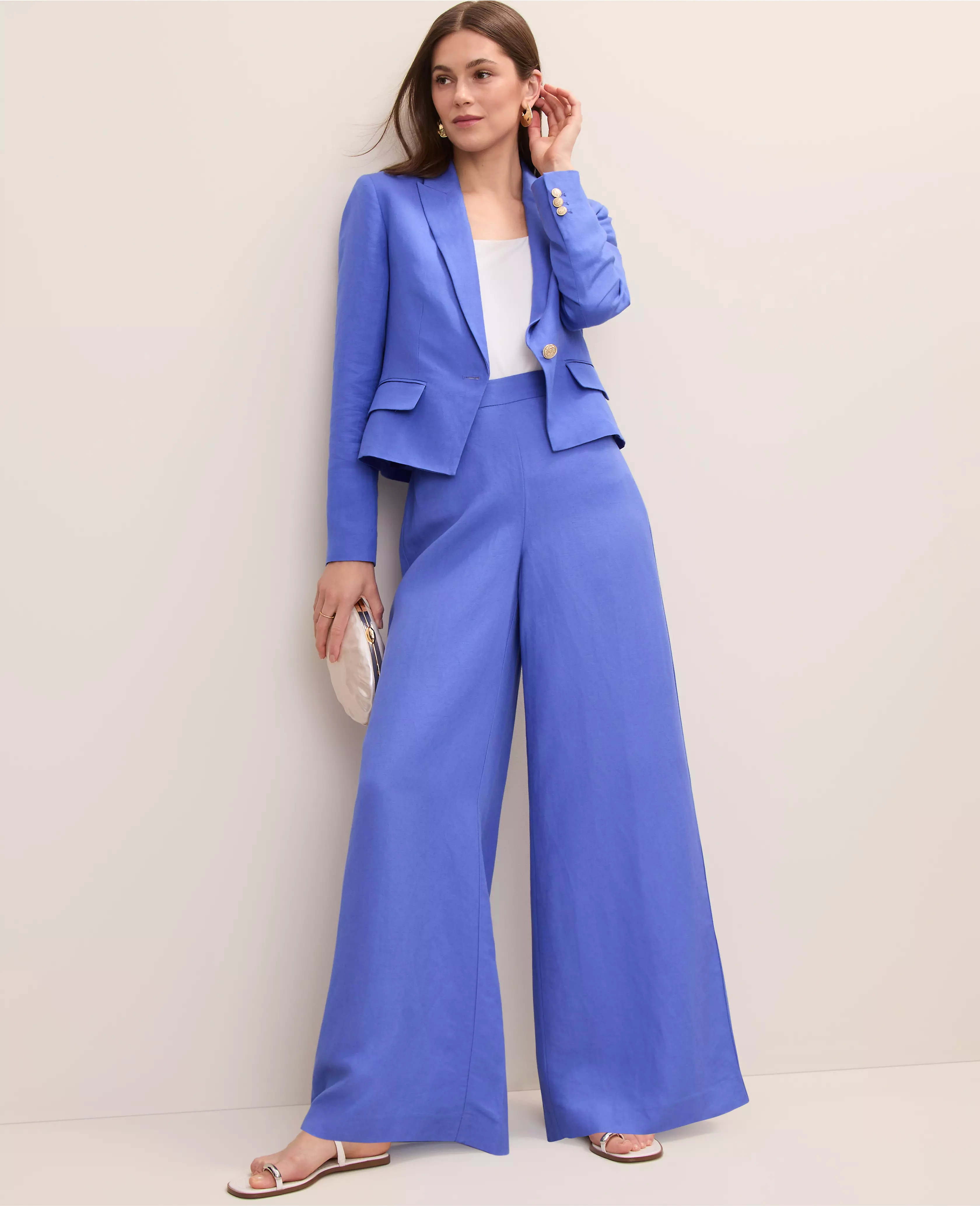 The Tall Statement Palazzo Pant in Linen Blend | Ann Taylor