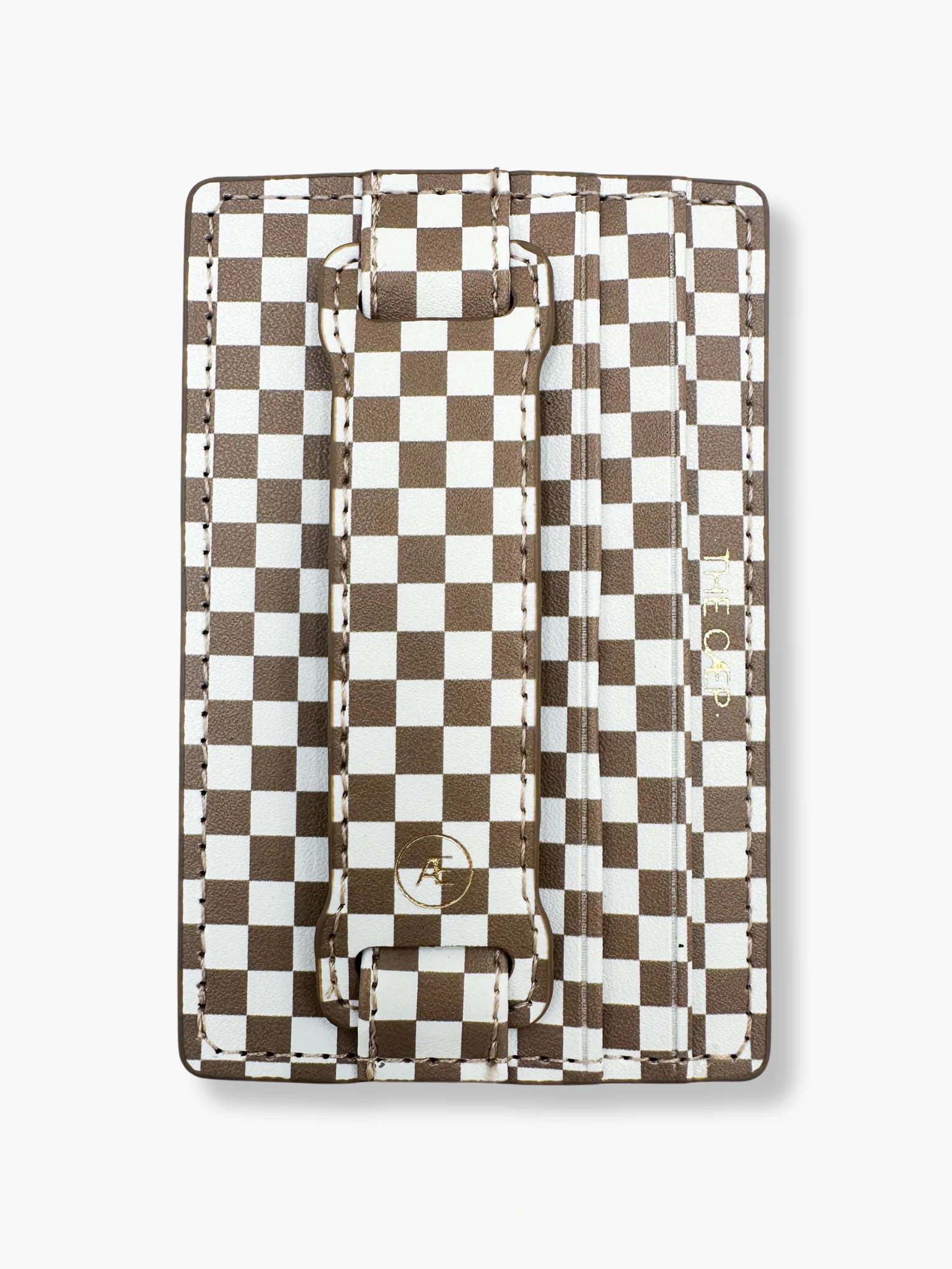 Tan Checkered Hoop Phone Wallet | THE CAEP