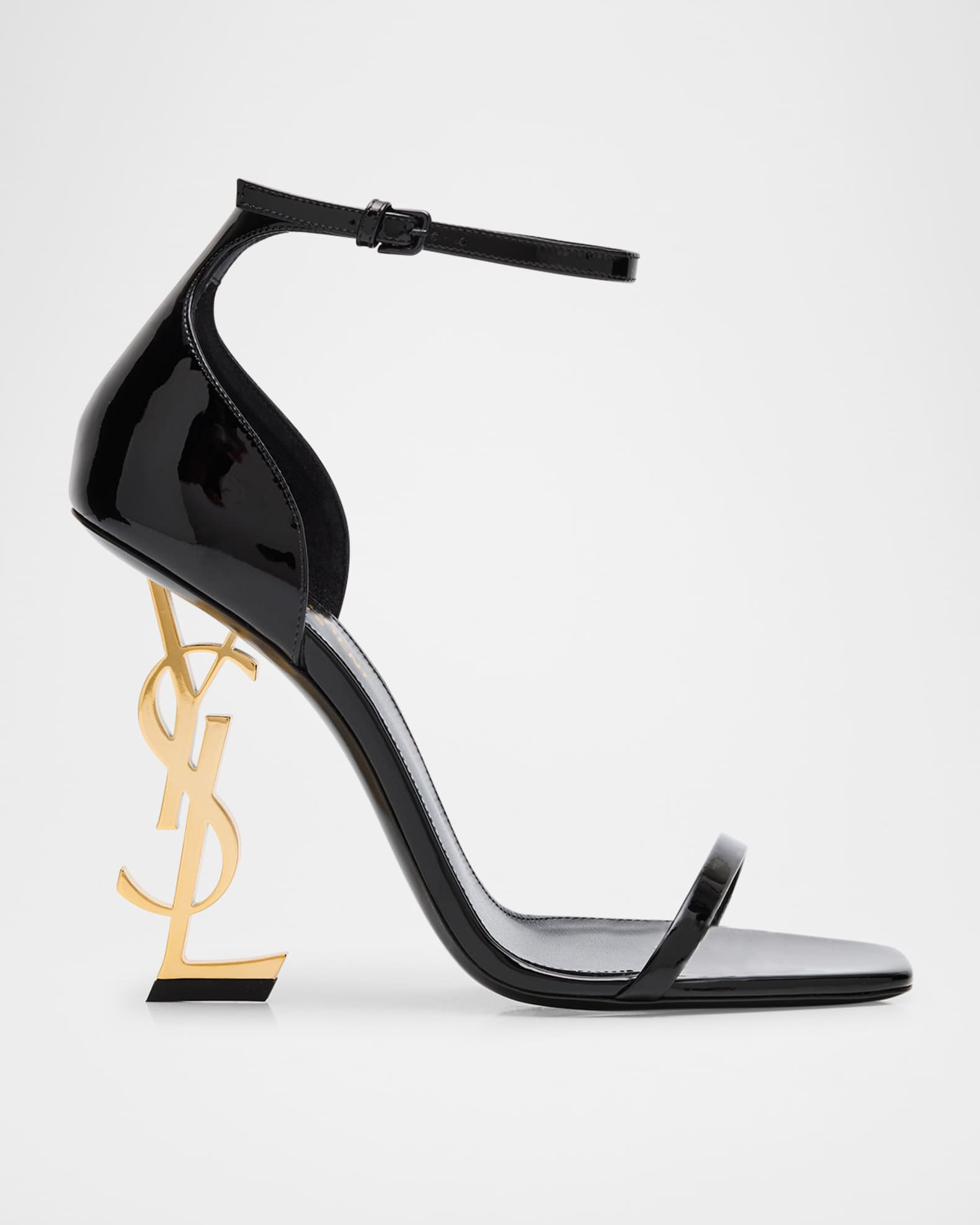 110mm Opyum YSL Patent Leather Sandals with Golden Hardware | Neiman Marcus