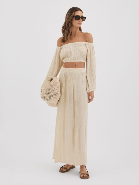 Savannah Morrow Cream Silk Blend Maxi Skirt | Reiss UK
