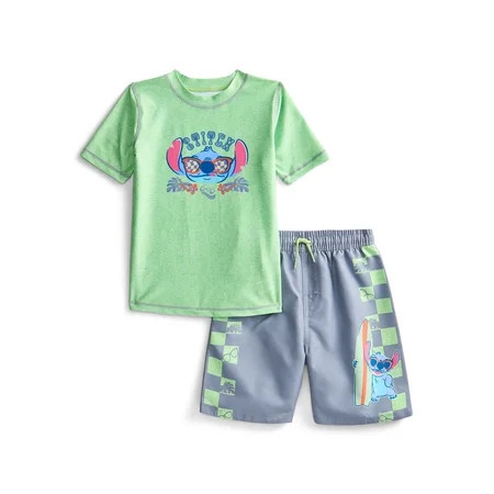 Character Toddler Boy Short-Sleeve Rash Guard and Swim Trunk Set, Sizes 12M-5T | Walmart (US)