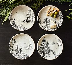 Rustic Forest Stoneware Appetizer Plates - Set of 4 | Pottery Barn (US)