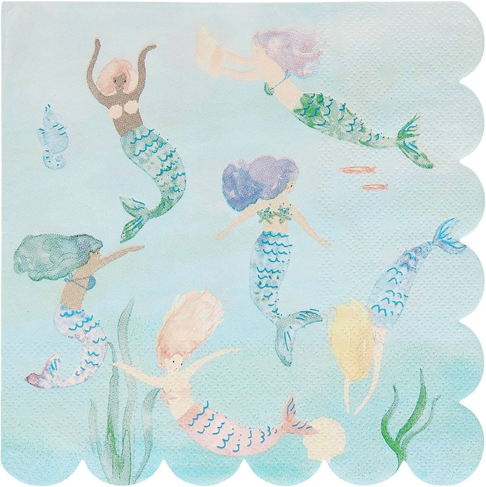 Amazon.com: Meri Meri Mermaids Swimming Napkins (Pack of 16) : Home & Kitchen | Amazon (US)