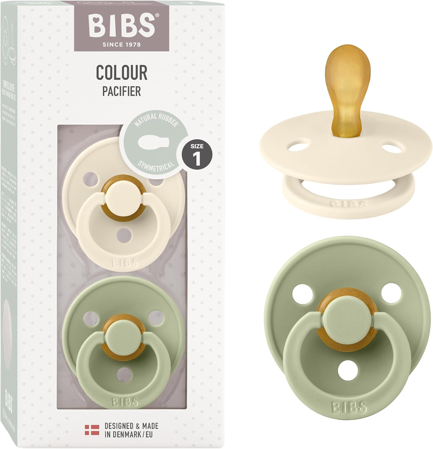 BIBS Colour Symmetrical Soother 2-Pack, BPA Free Dummy Pacifier, Symmetrical Nipple. Natural Rubb... | Amazon (UK)
