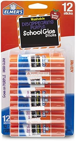 Elmer's Disappearing Purple School Glue Sticks, Washable, 6 Grams, 12 Count | Amazon (US)