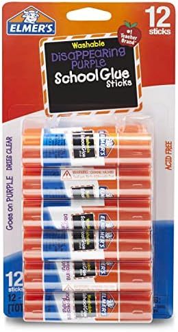 Elmer's Disappearing Purple School Glue Sticks, Washable, 6 Grams, 12 Count | Amazon (US)
