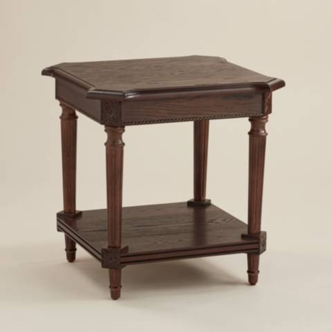Distressed Walnut Square End Table 22 Inch Wood - #1130P | Lamps Plus | Lamps Plus