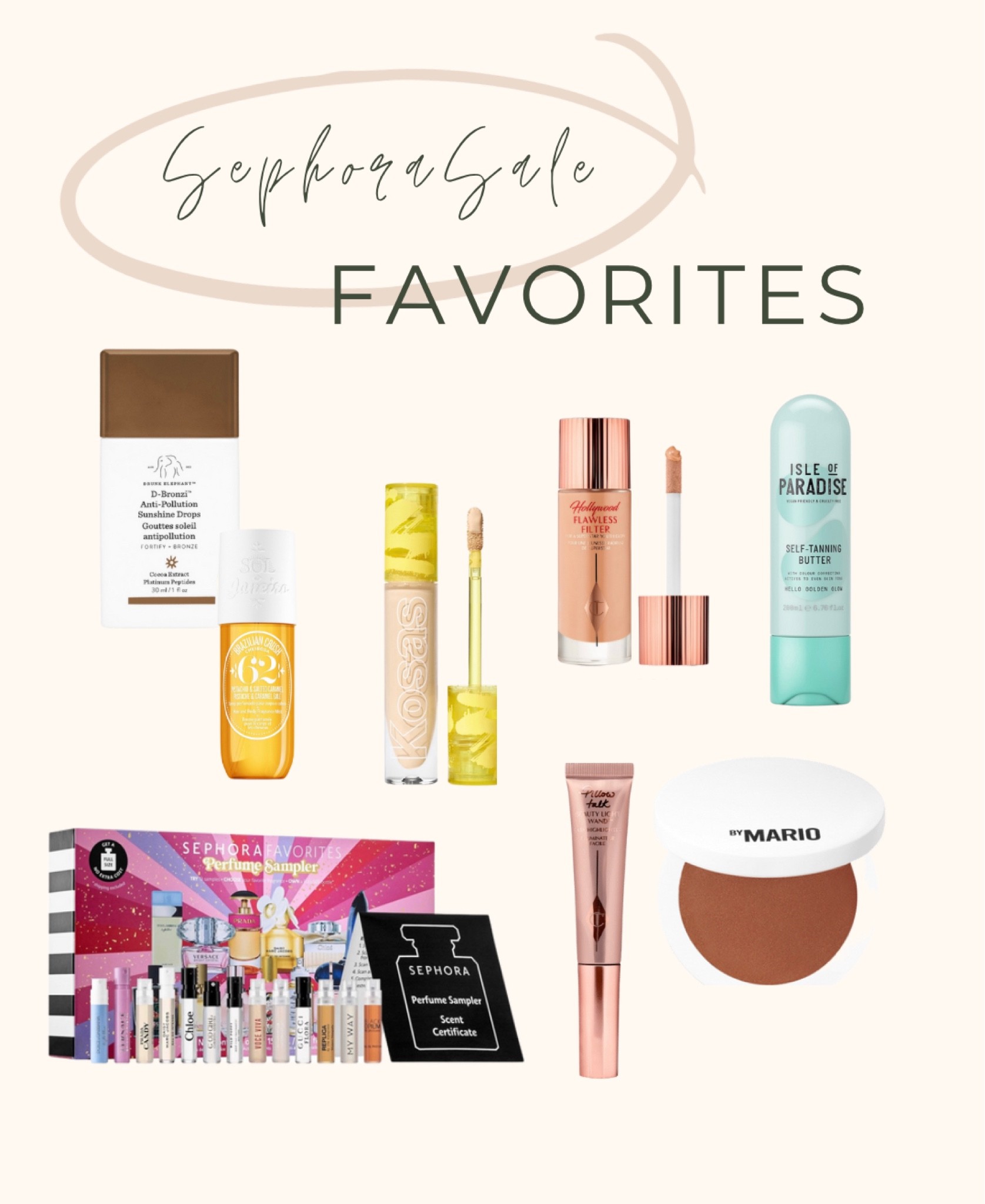 My sephora sale favorites!! Drunk elephant, charlotte tilbury, rare beauty, kosas, sol de janiero

#LTKunder100 #LTKstyletip #LTKunder50