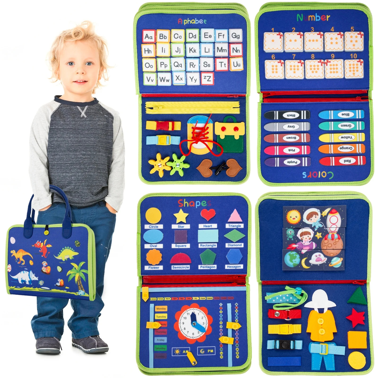 Felt Busy Board, Educational Toddler Toy for 1 2 3 4 Year Old, Montessori Toy for Autism, Travel ... | Walmart (US)