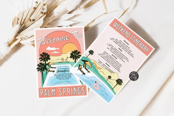 Palm Springs Bachelorette Invitation & Itinerary Palm Springs | Etsy | Etsy (US)