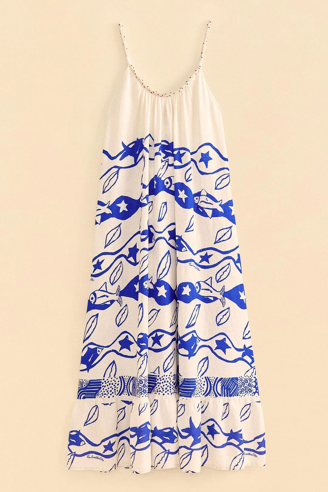 Off-White Pitta Waves Sleeveless Maxi Dress | FarmRio