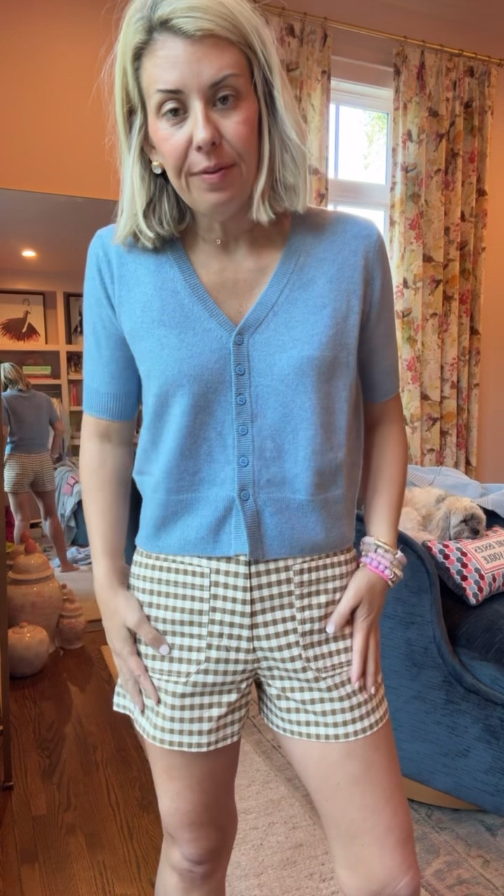The cutest Colette shorts paired with his short sleeve cashmere sweater… So so good! 
Top & skirt - xs
Shorts - 27
￼

#LTKmomlife #LTKSeasonal #LTKOver40