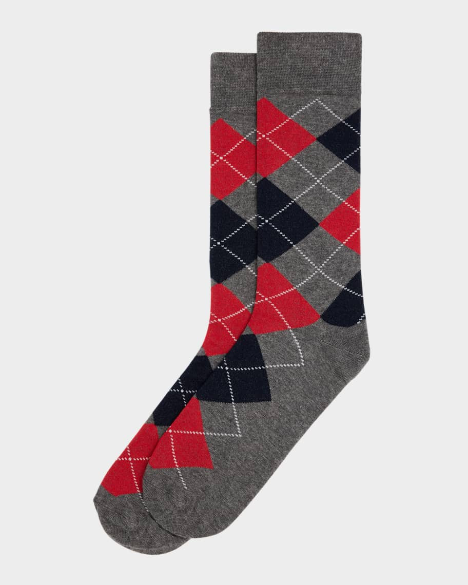 Neiman Marcus Men's Argyle Crew Socks | Neiman Marcus