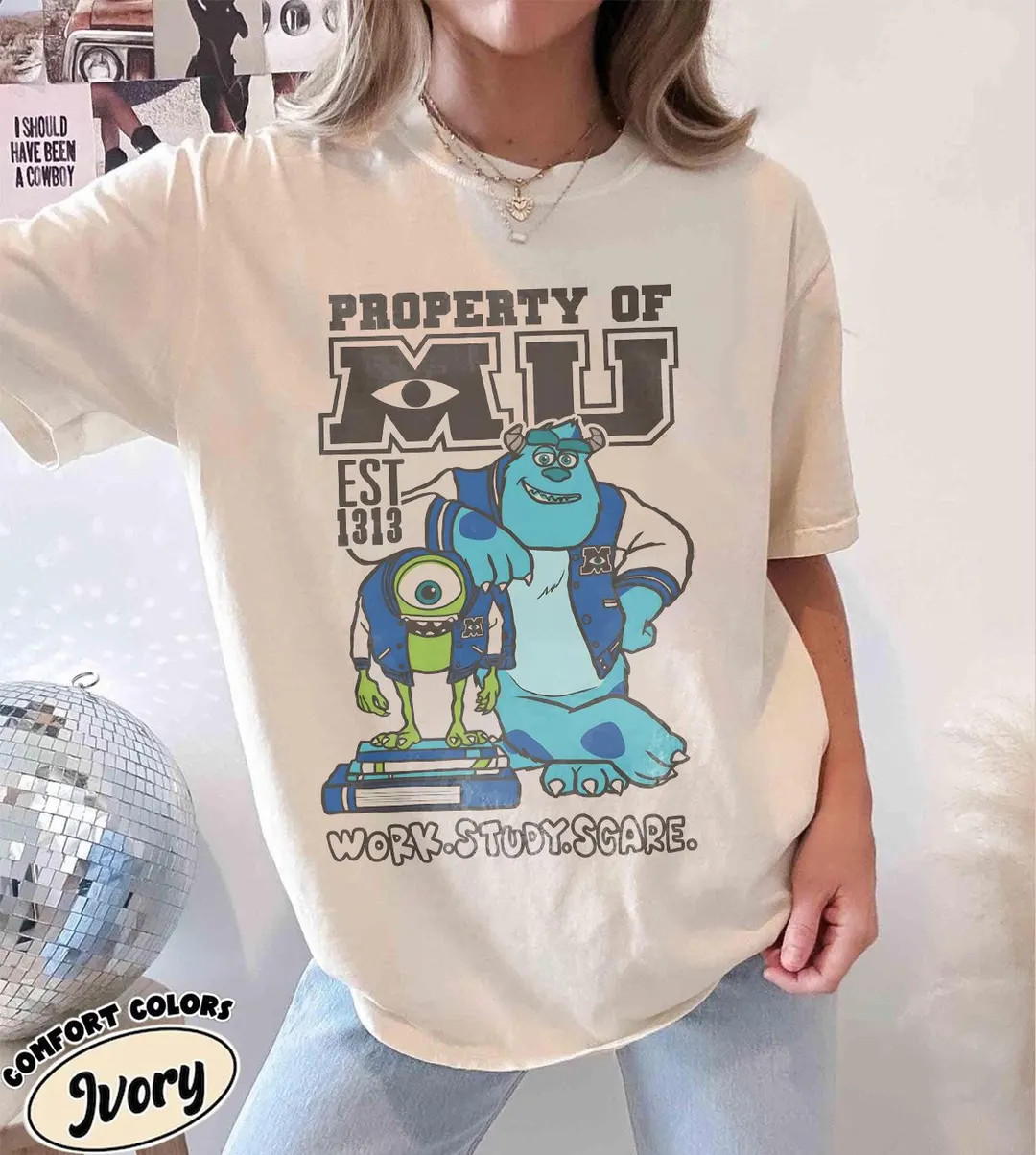 Monsters University Shirt, Retro Mike and Sulley Tee, Vintage Property of MU Top, Work Study Scar... | Etsy (US)