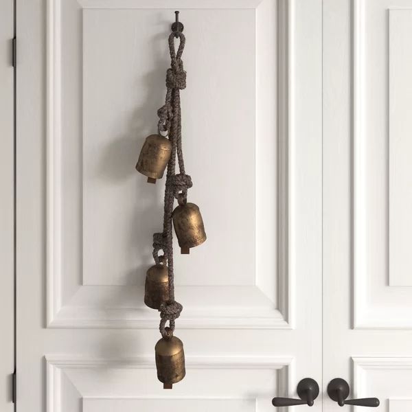 4 Piece Rustic Iron Hanging Bells with Rope Wall Décor Set | Wayfair North America