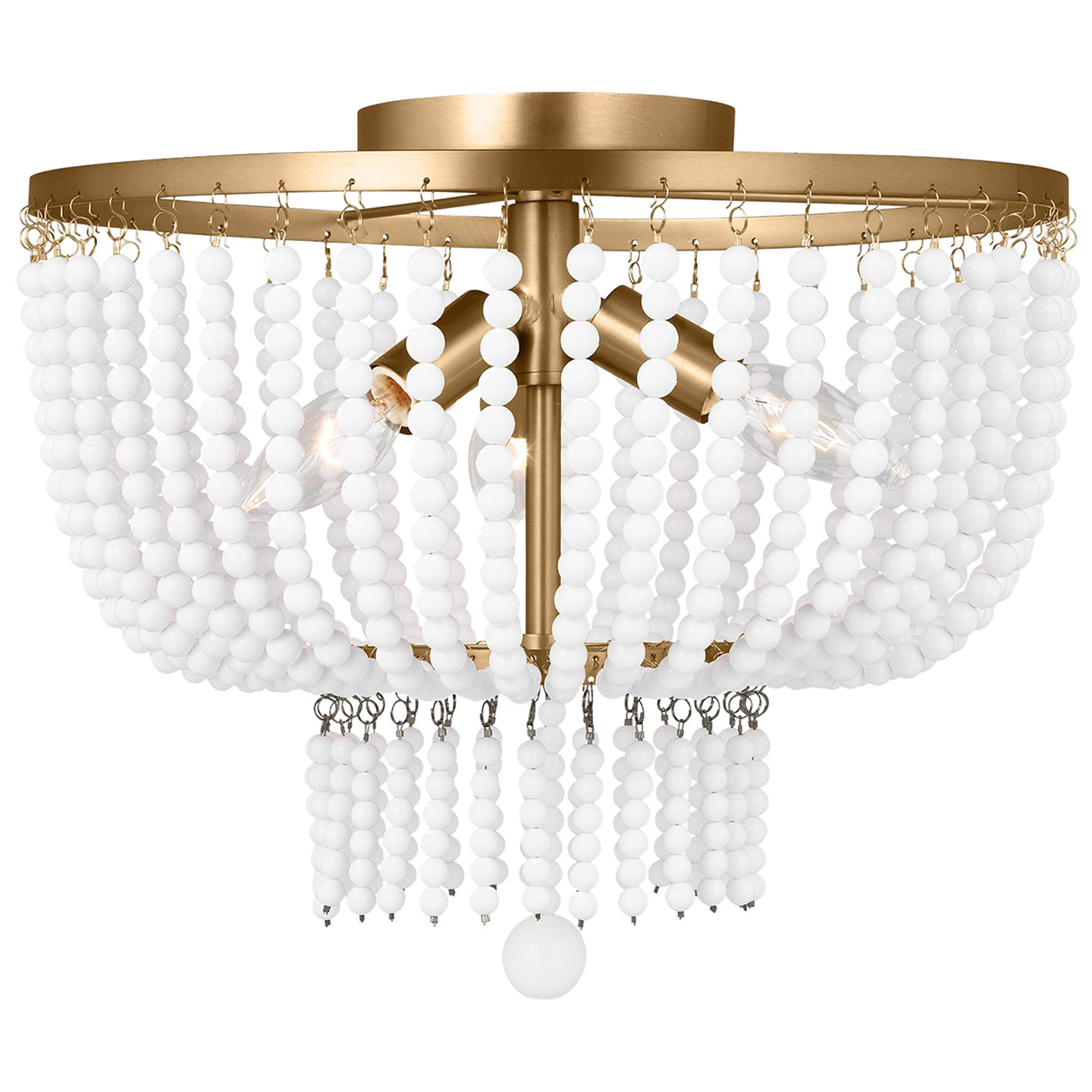 Jackie Three Light Semi-Flush Mount Satin Brass | Visual Comfort