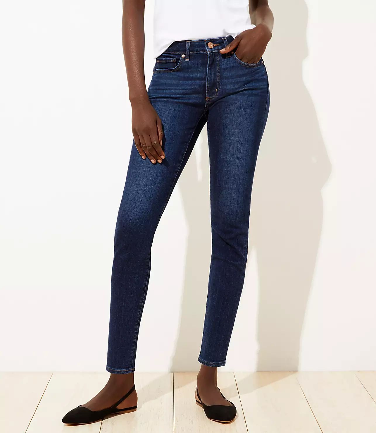 Curvy Slim Pocket Skinny Jeans in Vivid Dark Indigo Wash | LOFT | LOFT