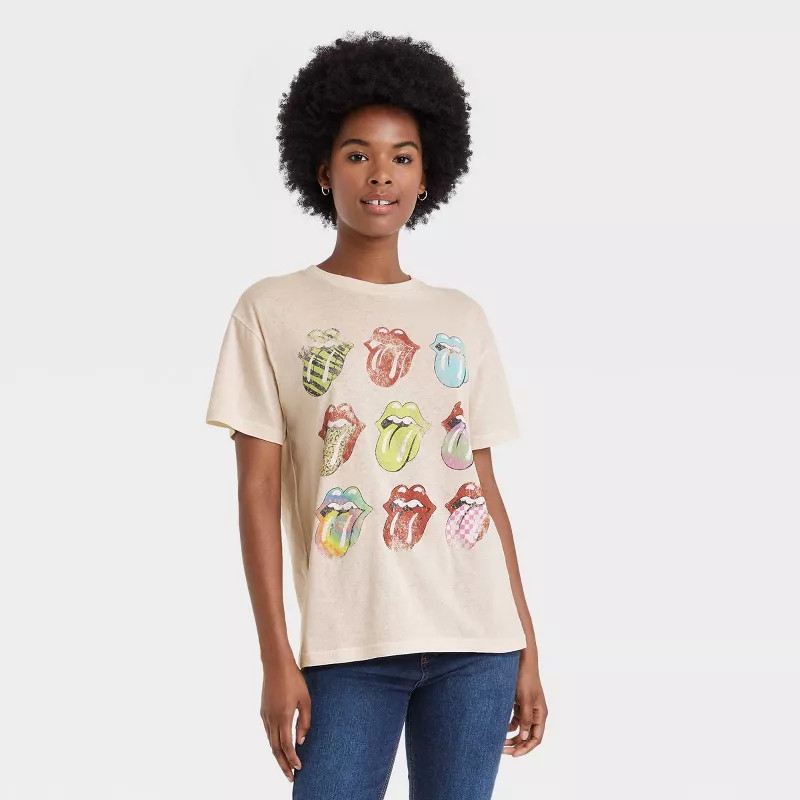 Women's The Rolling Stones Multi Logo Short Sleeve Graphic Boyfriend T-Shirt | Target