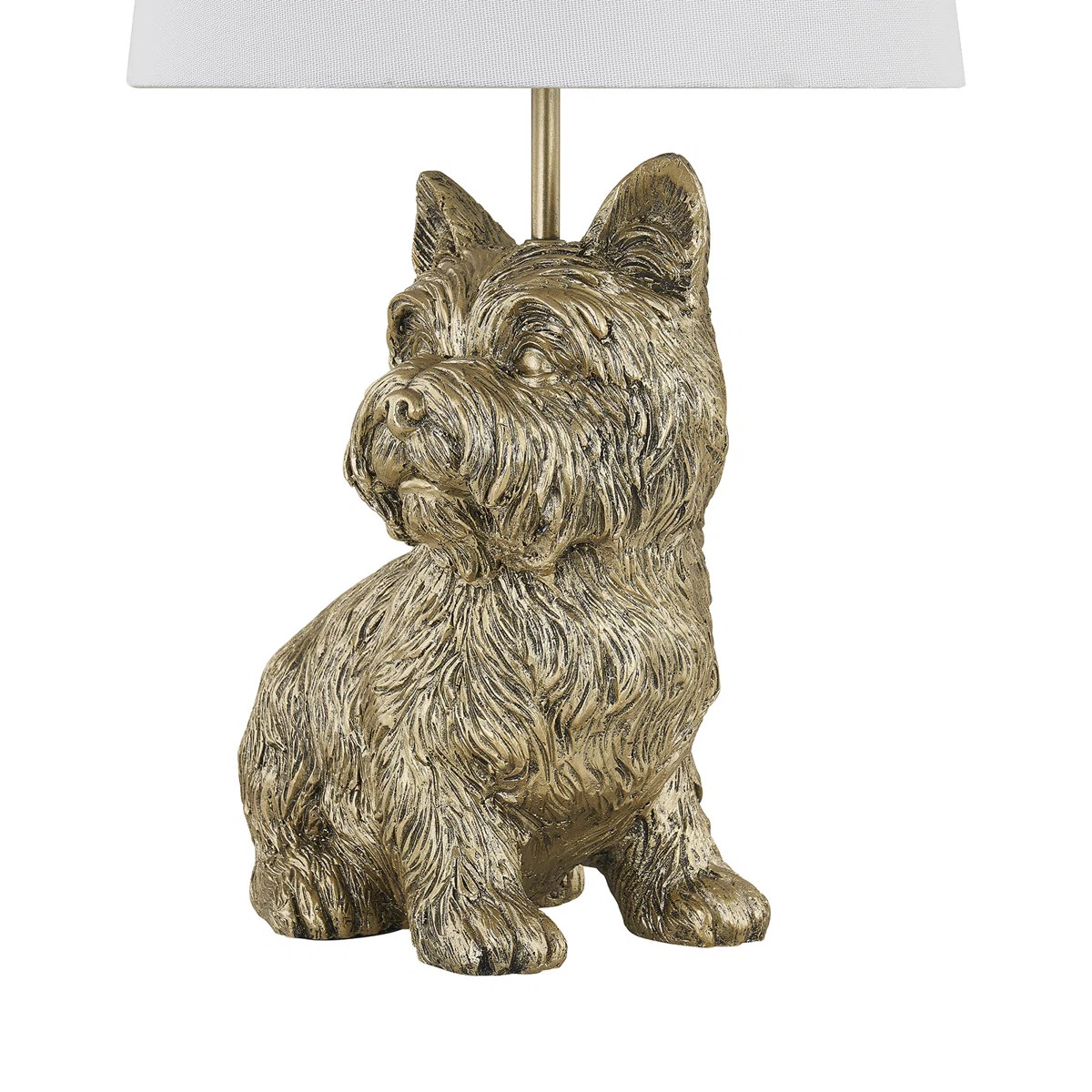 23"H Gold Resin Yorkie Table Lamp With Shade | Wayfair North America