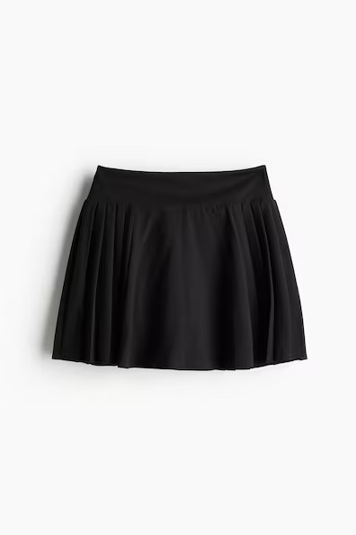 H & M - Pleated tennis skirt with DryMove - Black | H&M (UK, MY, IN, SG, PH, TW, HK)