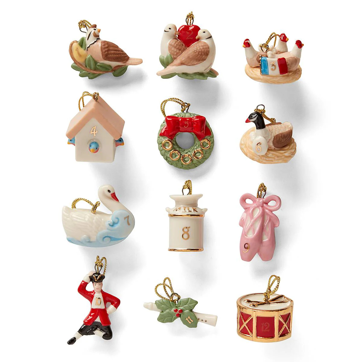 Twelve Days of Christmas 12-Piece Mini Ornament Set | Lenox
